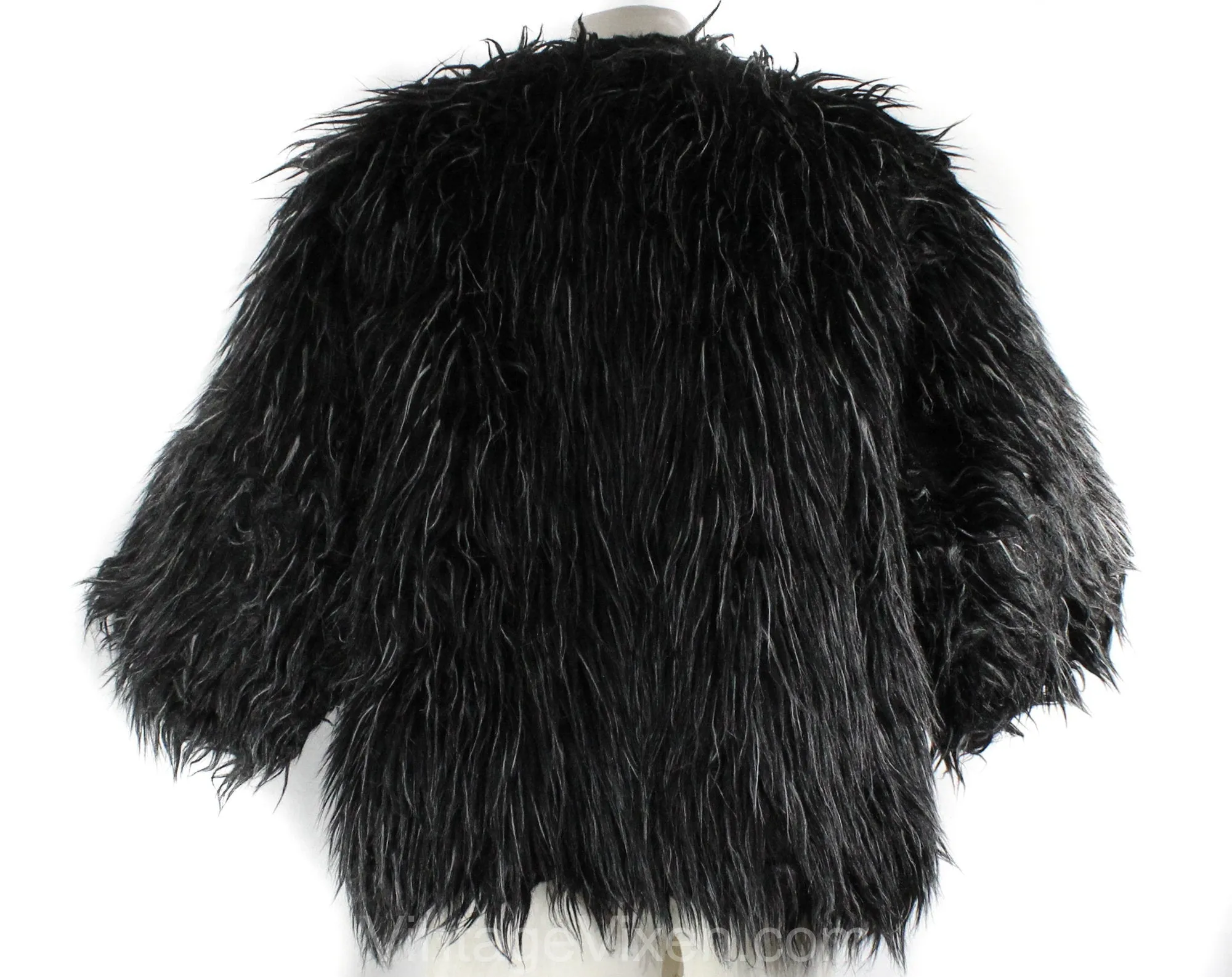 Small Bonnie Cashin 1960s Suede Jacket with Shaggy Reversible Lining - 60s Rare Design - Brown Black Gray Mod Designer Faux Fur - Bust 34.5