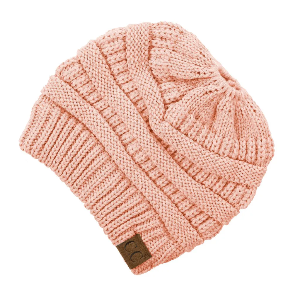 Solid Print Messy Bun C.C Beanie