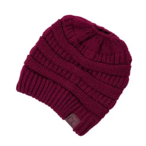Solid Print Messy Bun C.C Beanie