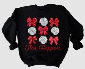Star Hoppers Cheer Sweatshirt with Bows/ Gildan or Bella Canvas Brand