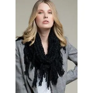 Take Me To Aspen Fringe Scarf-Black