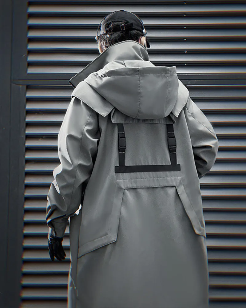 Techwear Functional Double Zipper Long Coat