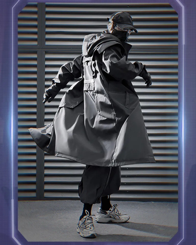 Techwear Functional Double Zipper Long Coat