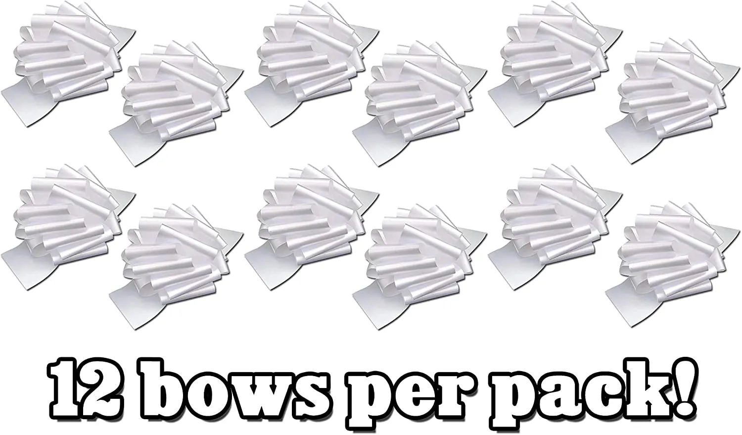 White Wedding Decorations Pull Bows - 8” Wide, Set of 12