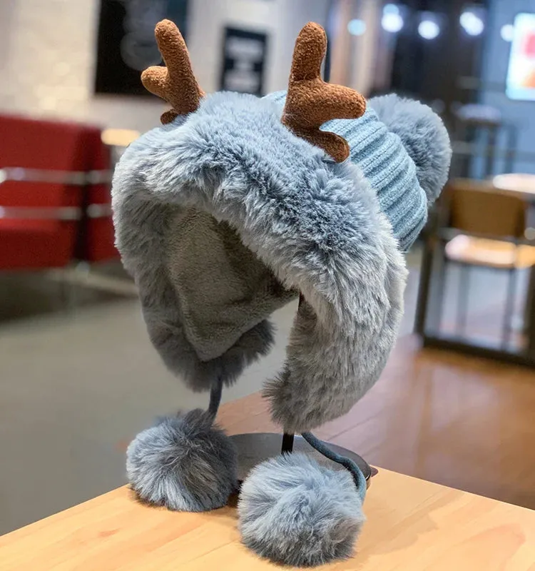 Wild Fashion: Antlers Faux Fur Winter Hat
