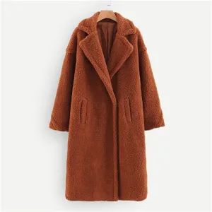 Women Coat Fashion Warm Long Coat Office Ladies