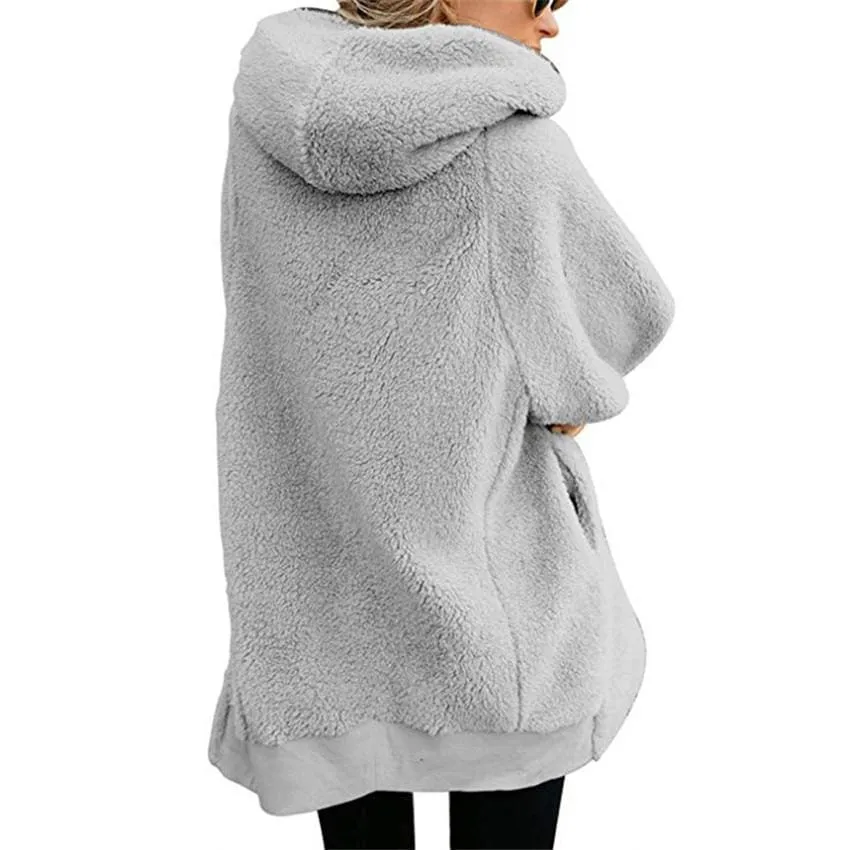 Women's Jackets Cardigans Ladies Warm Jumper Fleece Faux Fur Coat