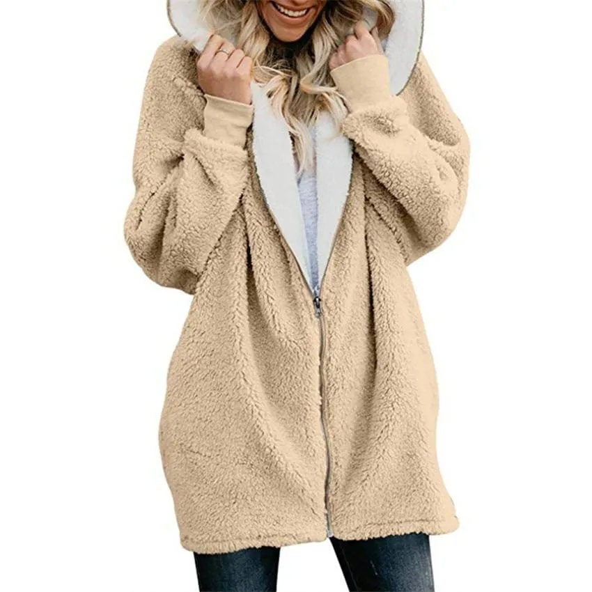 Women's Jackets Cardigans Ladies Warm Jumper Fleece Faux Fur Coat