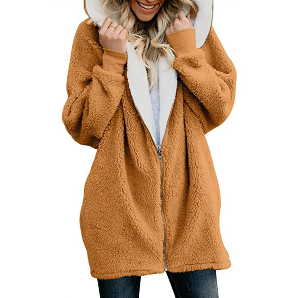 Women's Jackets Cardigans Ladies Warm Jumper Fleece Faux Fur Coat