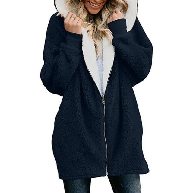 Women's Jackets Cardigans Ladies Warm Jumper Fleece Faux Fur Coat