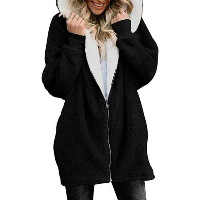 Women's Jackets Cardigans Ladies Warm Jumper Fleece Faux Fur Coat