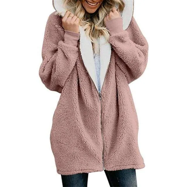 Women's Jackets Cardigans Ladies Warm Jumper Fleece Faux Fur Coat