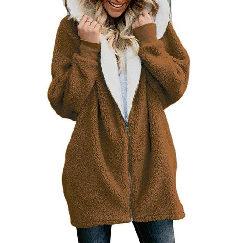 Women's Jackets Cardigans Ladies Warm Jumper Fleece Faux Fur Coat