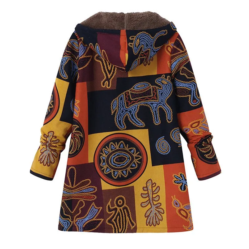Women's Winter Casual O-Neck Hooded Coat With Faux Fur