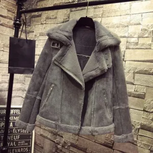 Women's Winter Faux Sheepskin Thick Coat With Fur