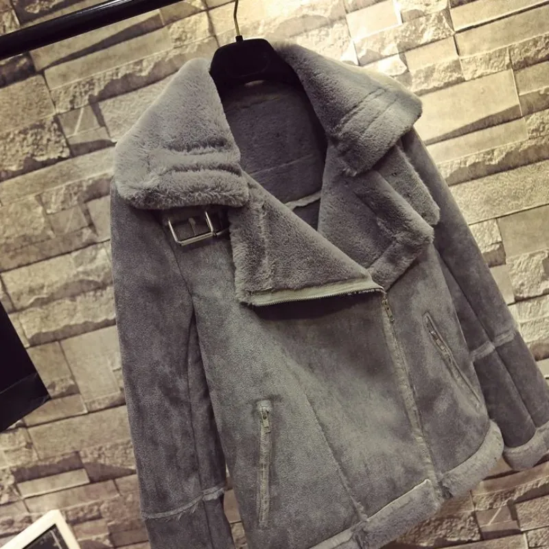 Women's Winter Faux Sheepskin Thick Coat With Fur