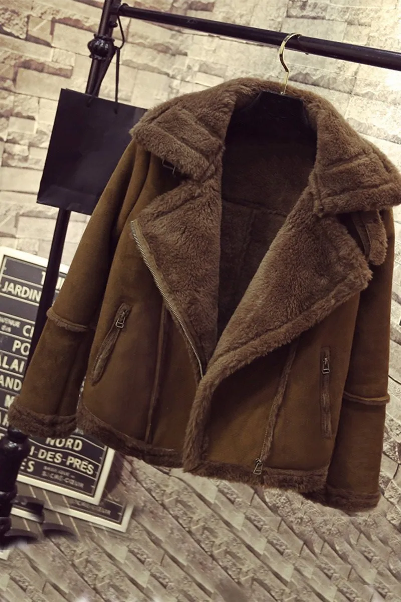 Women's Winter Faux Sheepskin Thick Coat With Fur